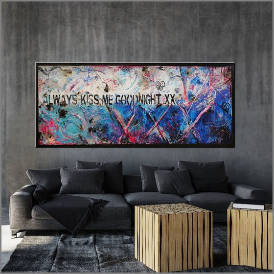 Always Kissing Blue 200cm x 80cm Blue Urban Pop Art