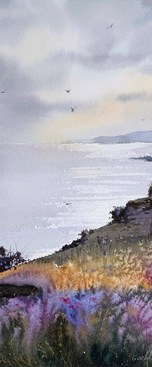 Flowers and sea, Cyprus, #2 by Eugenia Gorbacheva