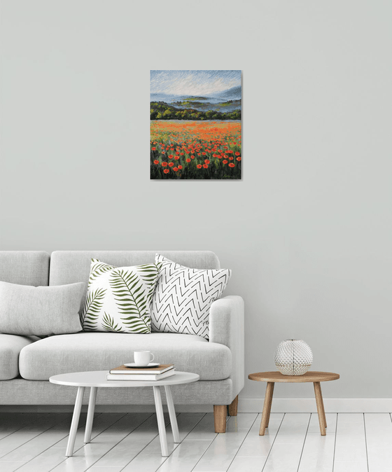 Poppy field in the mountains