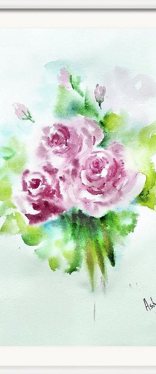 Baby pink Spring Roses by Asha Shenoy