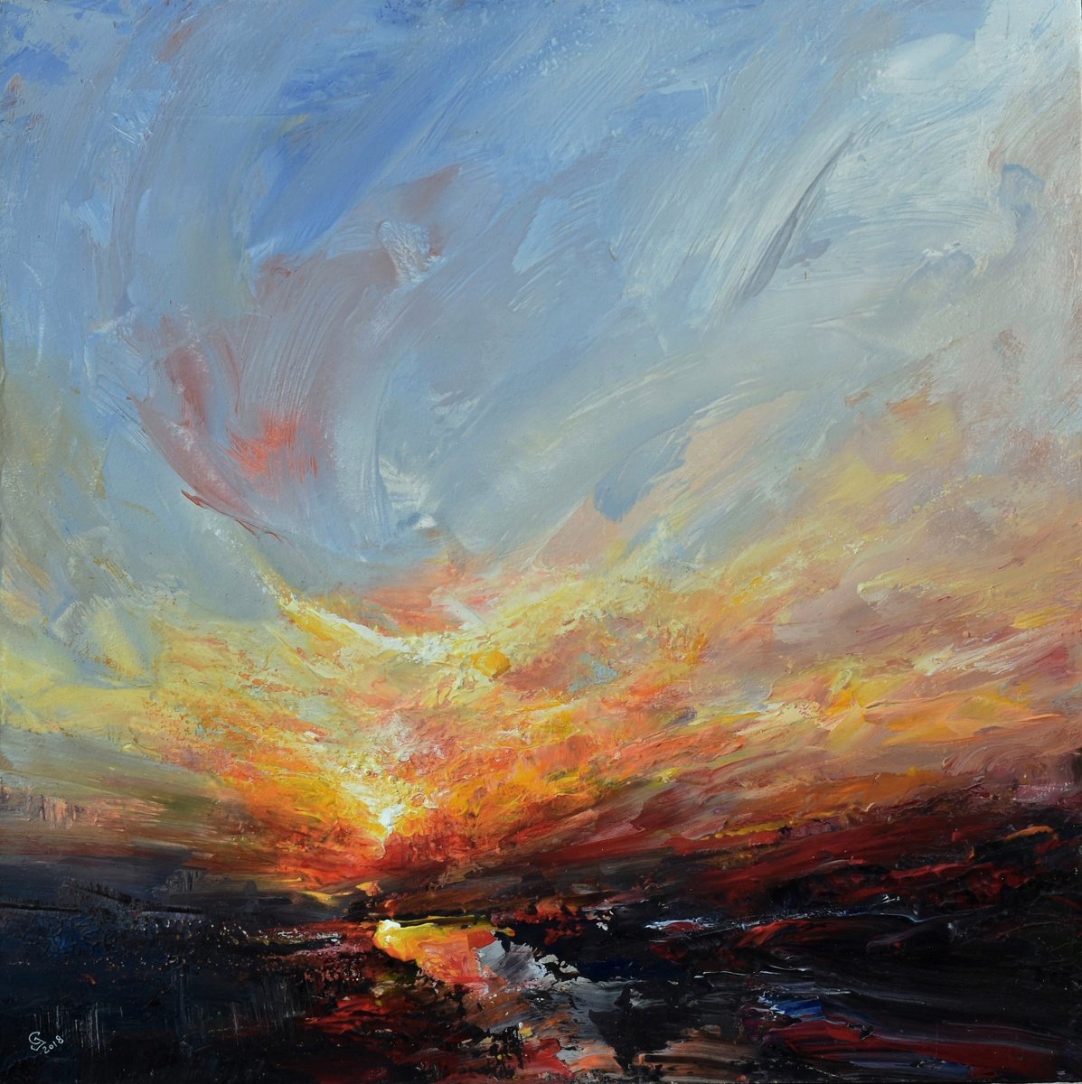 Expressive Oil Painting , In The Evening Embrace By Ivan Grozdanovski, 23 X 23, Artwork For Sale On Artfinder