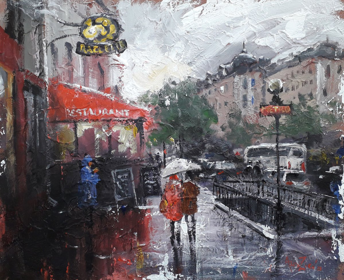 A couple under an umbrella. ?ityscape. Rainy city by Alexander Zhilyaev