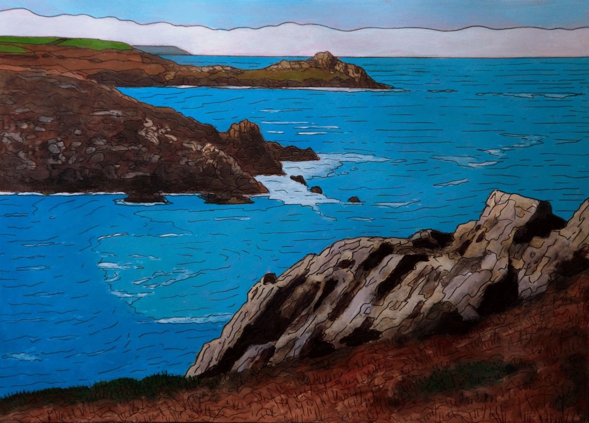 View towards Gurnards Head from Zennor Head. by Tim Treagust