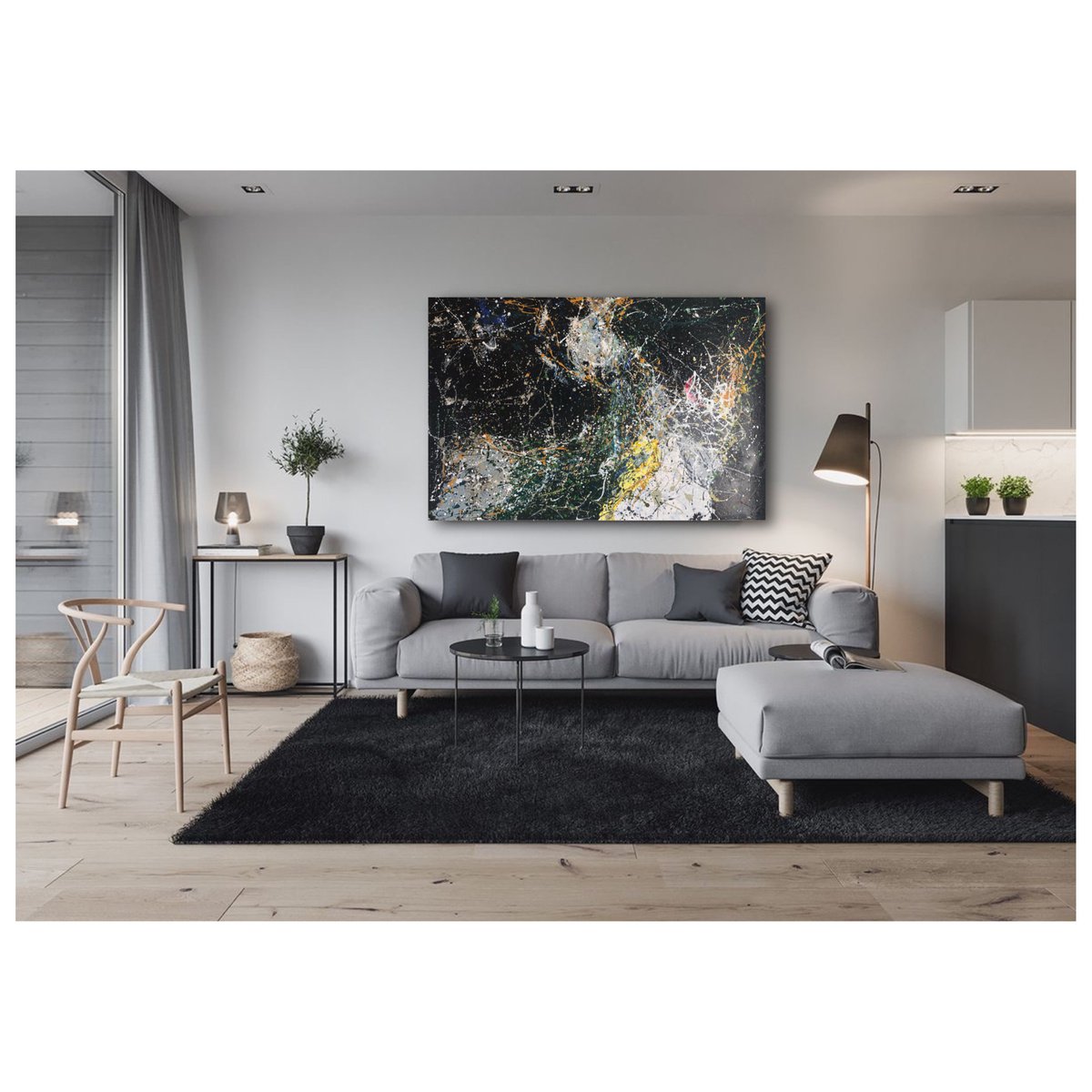 Expressive Abstract Acrylic Painting By Maria Esmar, 59 X 39", Infinity, Original Artwork