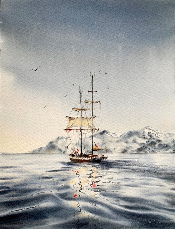 A ship off the arctic coast