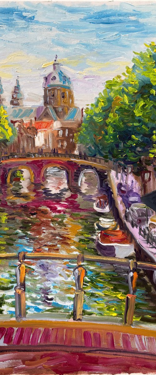Amsterdam Canal View Saint Nicholas Basilica by Dmitry Fedorov