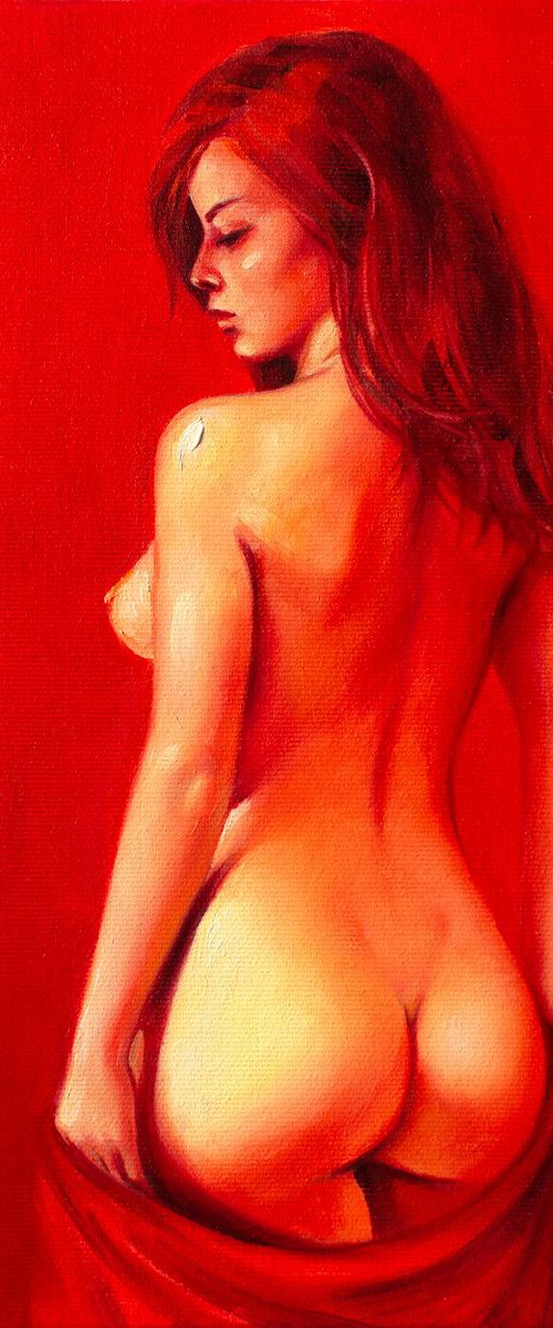 RED (Beautiful girl Oil Painting Portrait) by Yaroslav Sobol