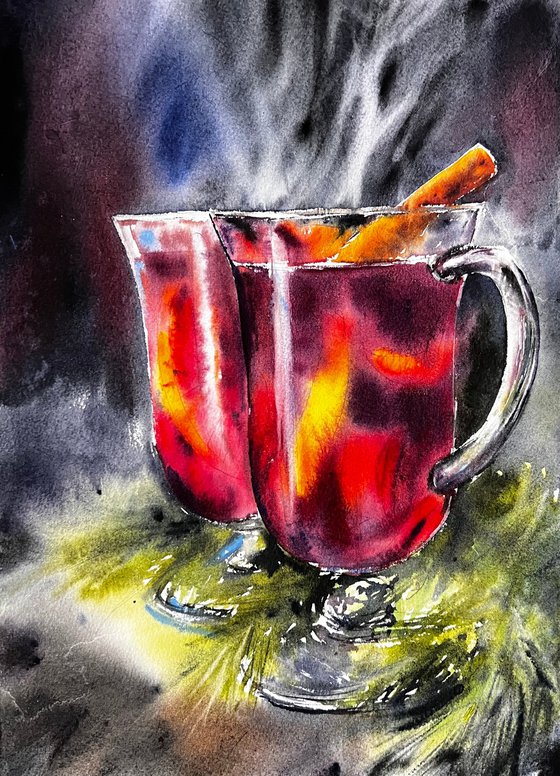 Mulled Wein Christmas watercolor