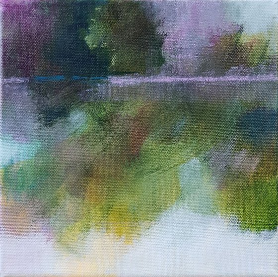 Reflection in the water – the quiet lake - mixed media on canvas