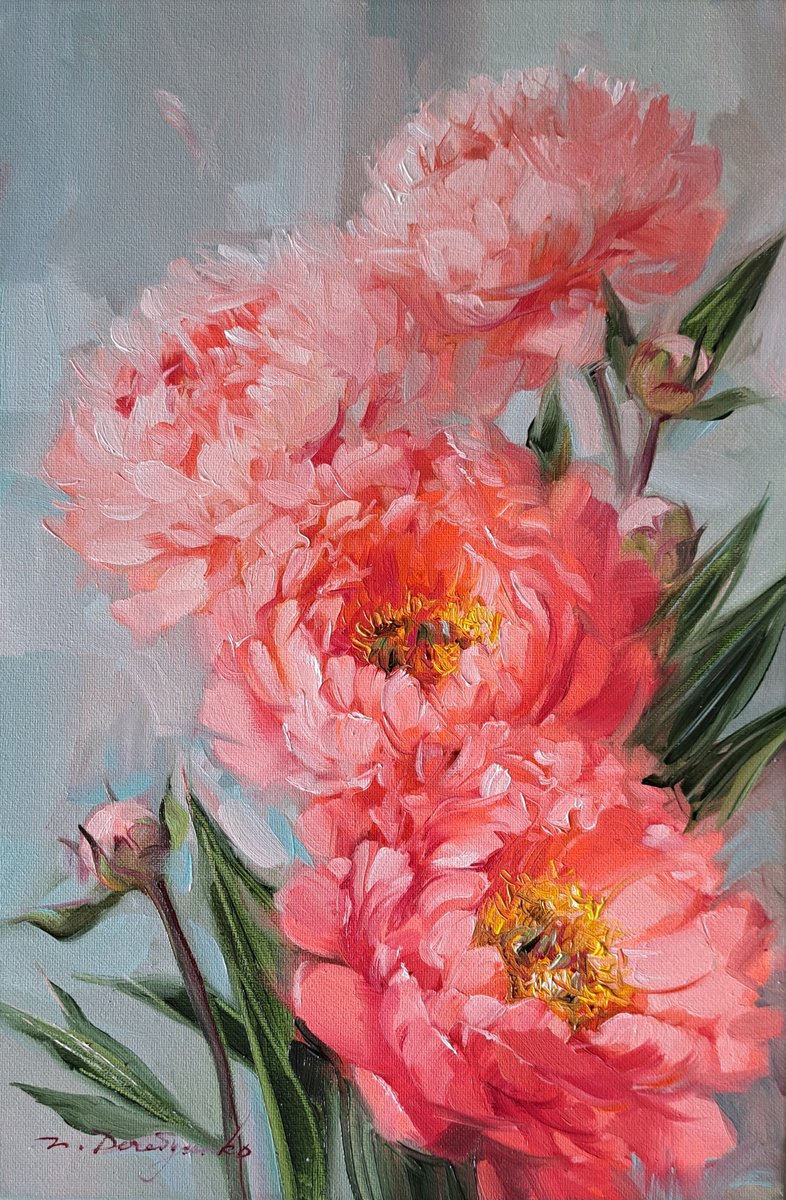 Coral Peony By Nataly Derevyanko, 8 X 12, Artwork For Sale On Artfinder