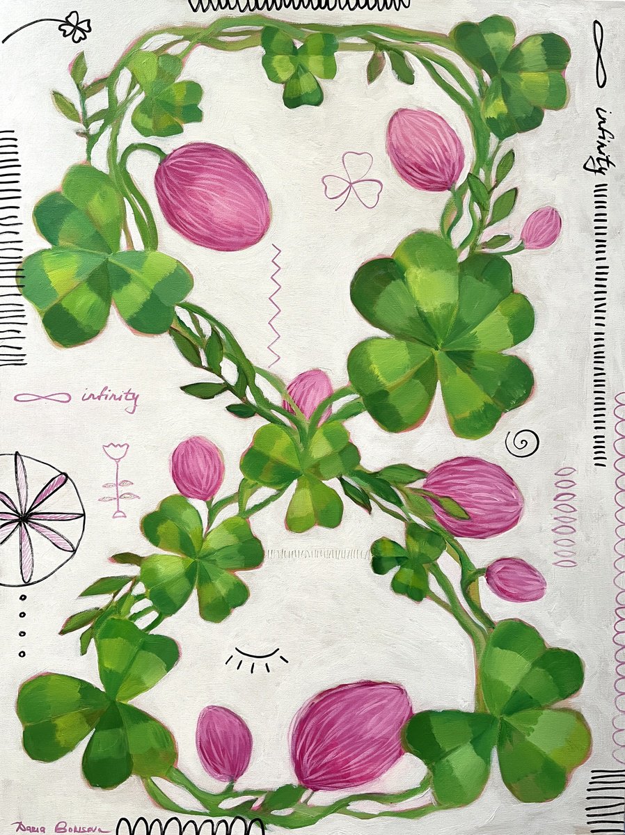 Surrealistic Botanical Acrylic Painting By Daria Borisova, 30 X 40, - Infinity - ?, Original Artwork