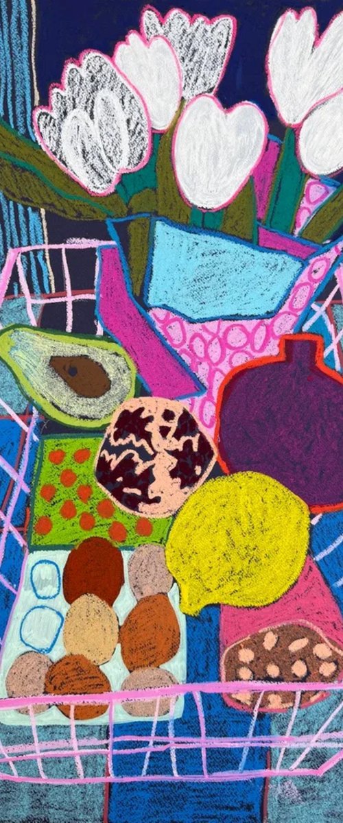 Pink Basket Still Life by Sasha Robinson