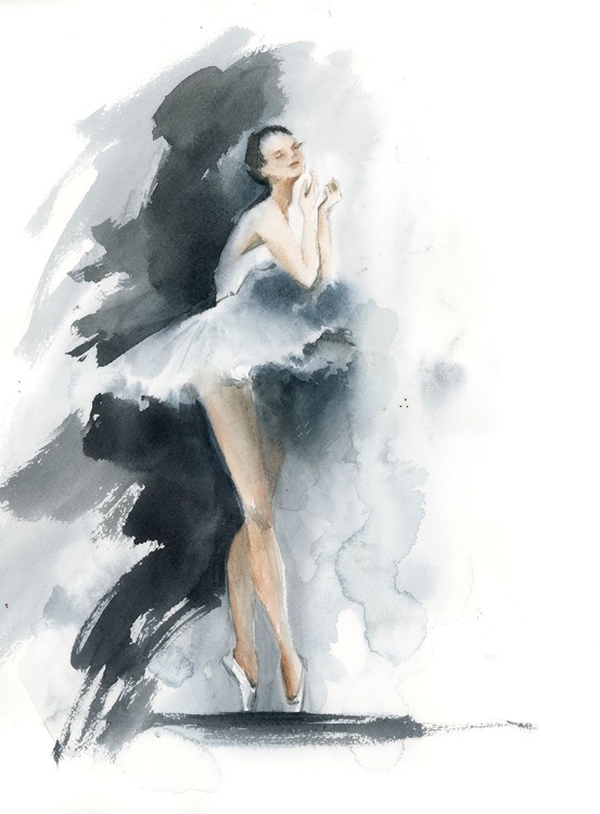 Ballerina In Blue Grey N 8 Original Watercolor P Artfinder