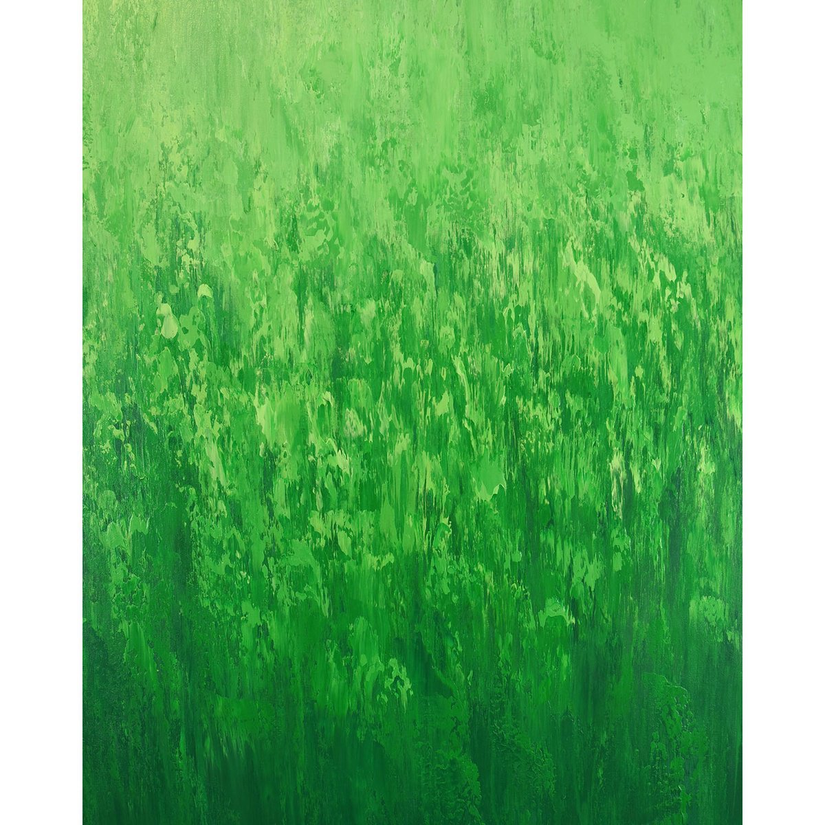 Expressive Abstract Acrylic Painting By Suzanne Vaughan, 24 X 30", Spring Greens, Original Artwork