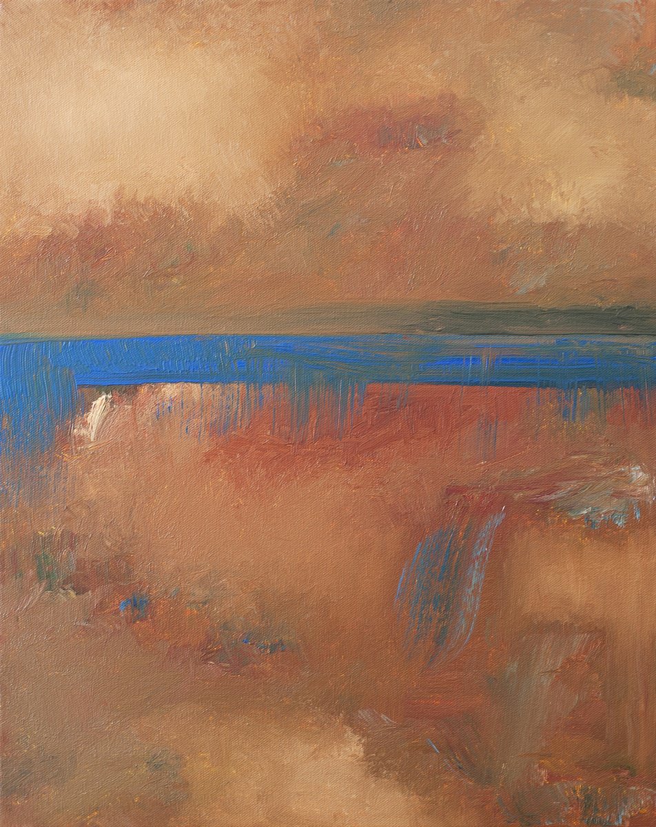 Abstract Landscape Oil Painting By Thomas Hjelm, 17 X 21", Into The Great Wide Open, Original Artwork