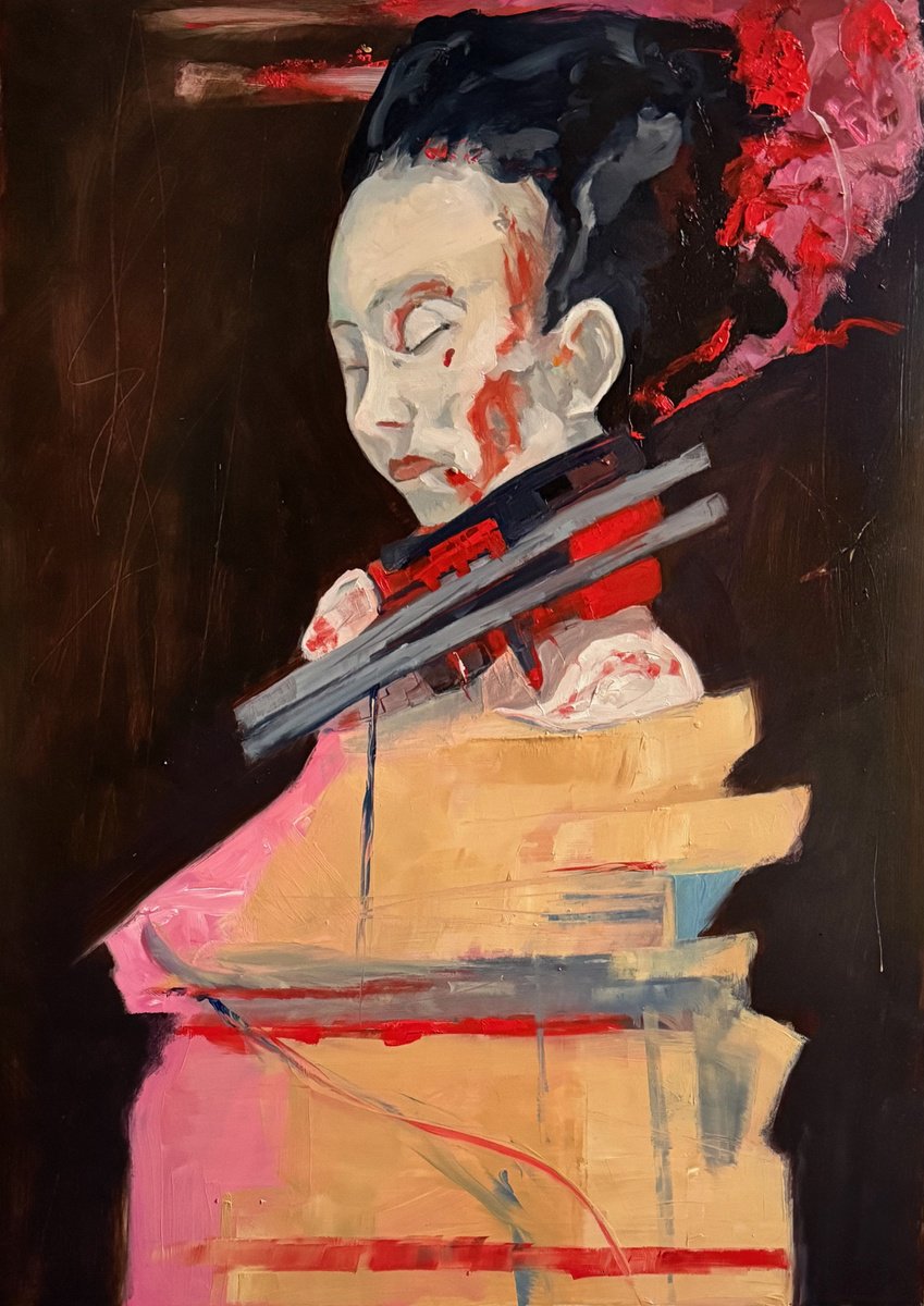 Impressionistic Portrait Oil Painting By Lola Jovan, 14 X 19", Smoke Trapped In A Closed Room, Original Artwork