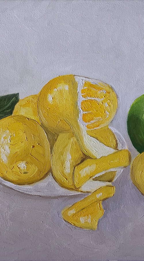 Still life with lemons and apple by Tatiana Popova