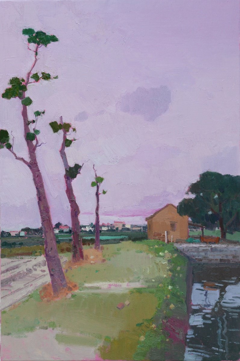 Impressionistic Landscape Oil Painting By Jianzhe Chon, 24 X 35, Landscape 144, Original Artwork