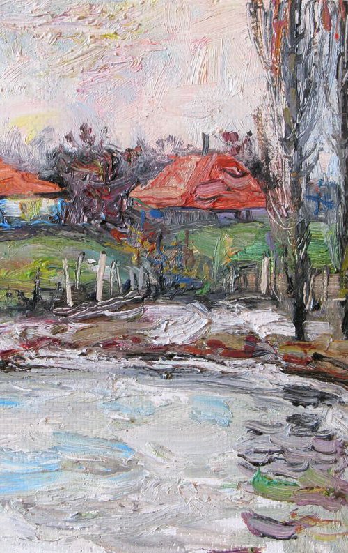 Early spring on the banks of the Dniester River. by Nikifor Swiristuhin