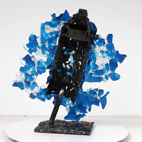 Spray can Blue white sea - Can spray metal and glass sculpture