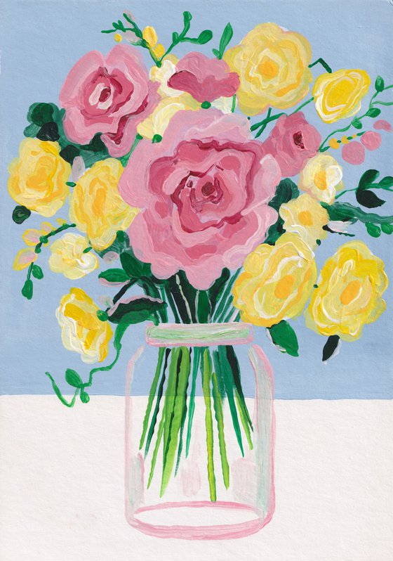 "Bouquet on a blue background 2"