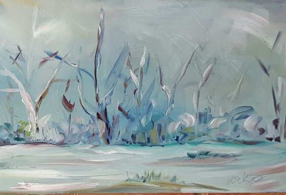 Snow Trees Horizon - semi abstract