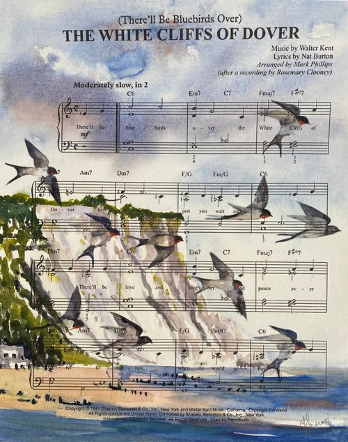 Bluebirds White Cliffs Dover by Teresa Tanner
