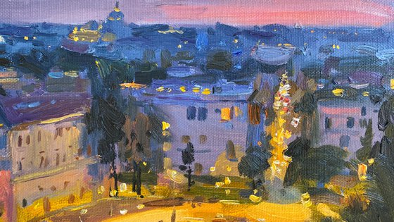 Evening panorama of Rome. Piazza del Popolo, Italy
