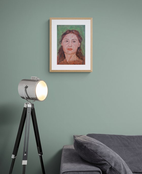 Moon Girl. Woman oil portrait. Etude style. 38 x 27 cm/ 15 x 10.6 in