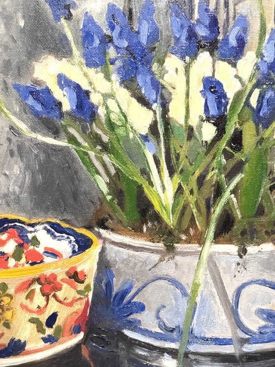 Pottery and hyacinths