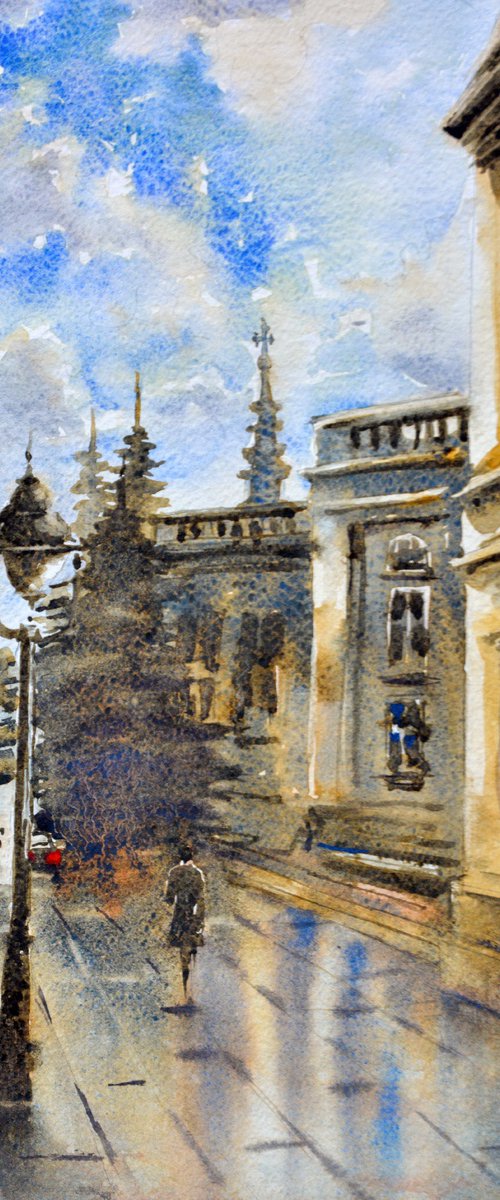 Watercolor of Belgrade Beograd 17x36 cm 2022 by Nenad Kojić watercolorist