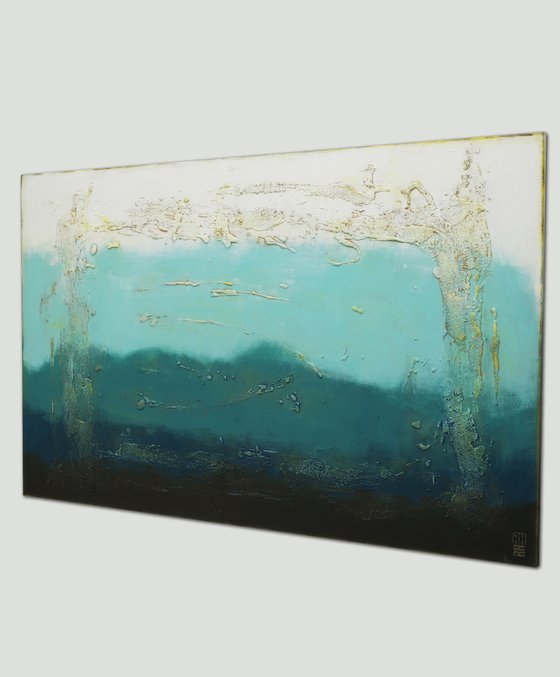 Oceanic Blues Large - Abstract Blue Landscape Painting - Ronald Hunter - 41O