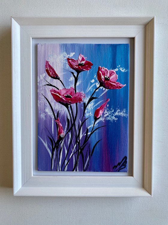 Textured Poppies in a Frame
