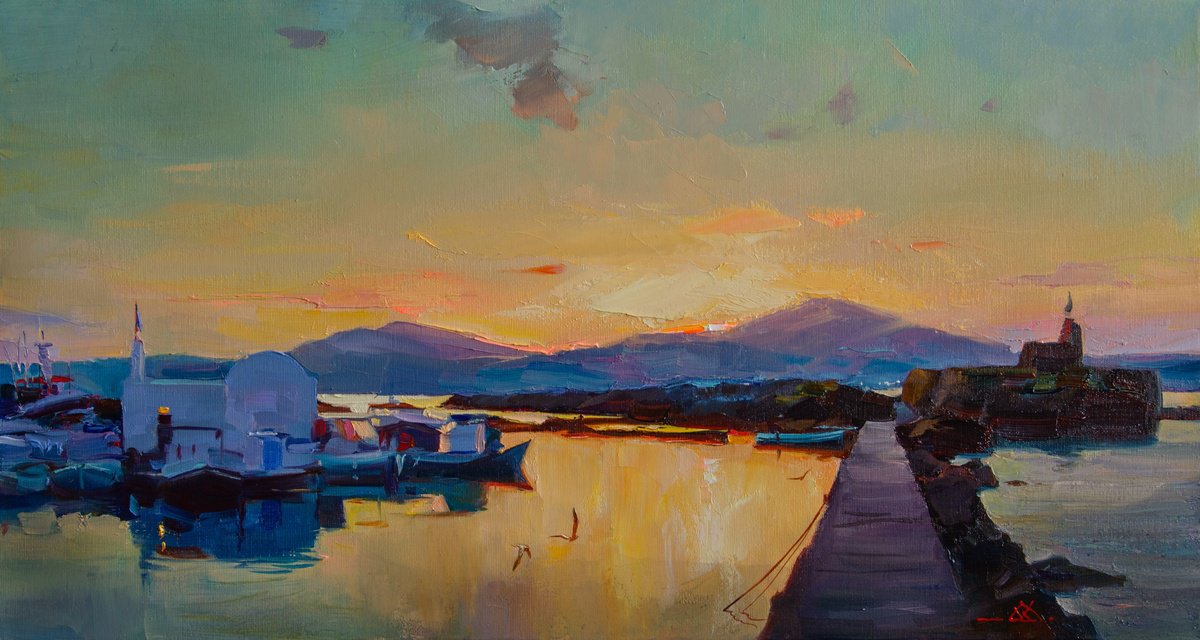 Evening Paros By Valentin, 30 X 16, Artwork For Sale On Artfinder