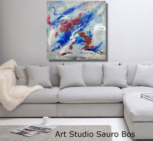 paintings for living room/abstract painting on canvas /abstract Wall Art/original painting/painting on canvas 100x100-title-c785 by Sauro Bos