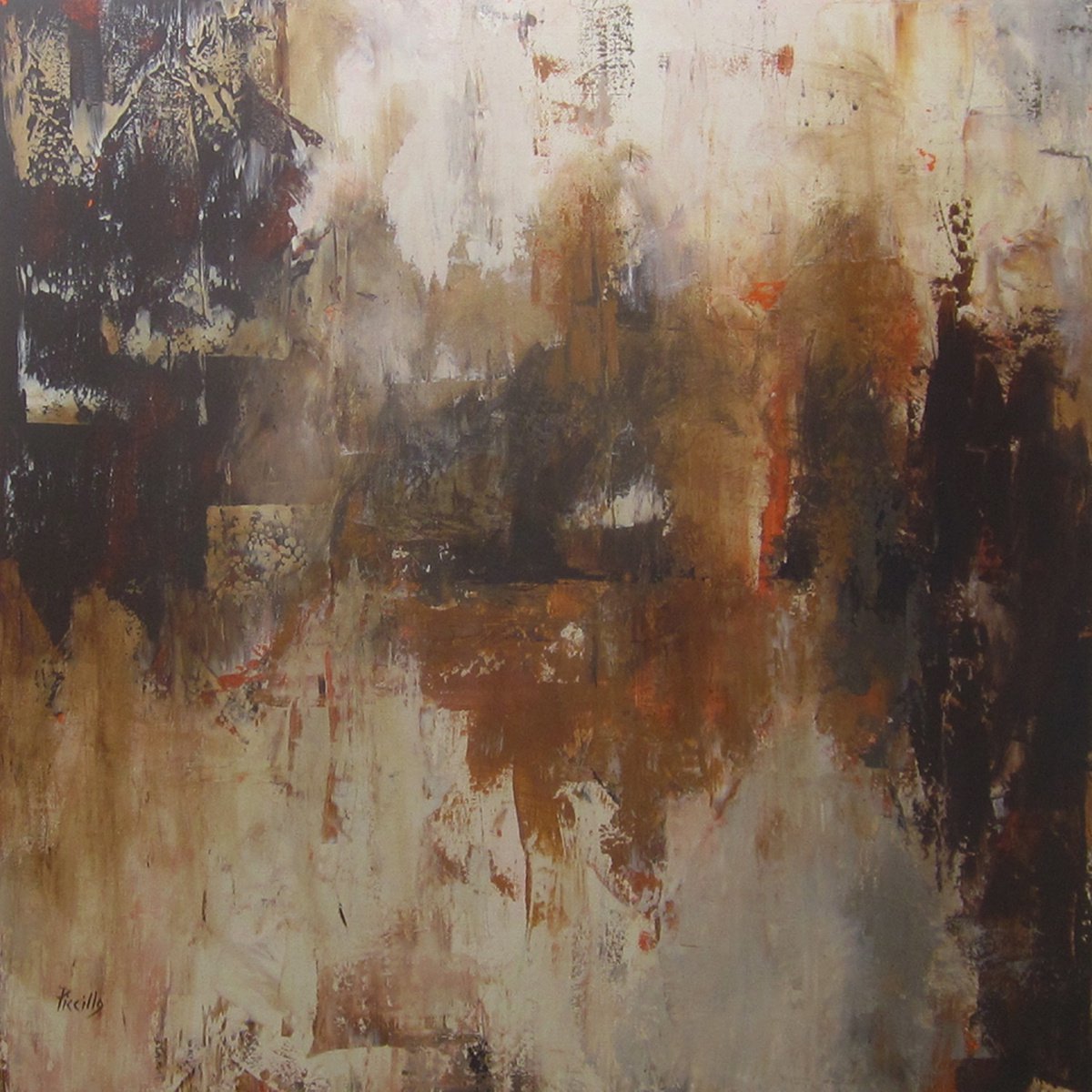 Organic Abstract Acrylic Painting By Joseph Piccillo, 36 X 36, Winter Mine, Original Artwork