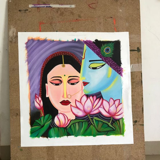 Radha Krishna !! Indian Art ! Traditional Art !! Couple Love !! Lovers !!