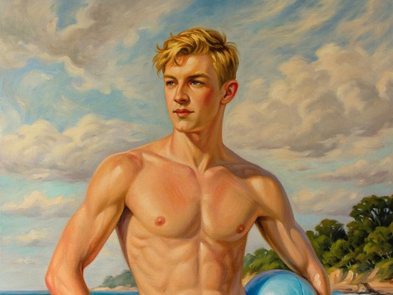 SUMMER REVERIE (NUDE MAN ON THE BEACH)