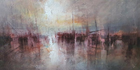 " Harbor of destroyed dreams - Shades Of Deep Madder " SPECIAL PRICE !!! W 90 x H 70 cm