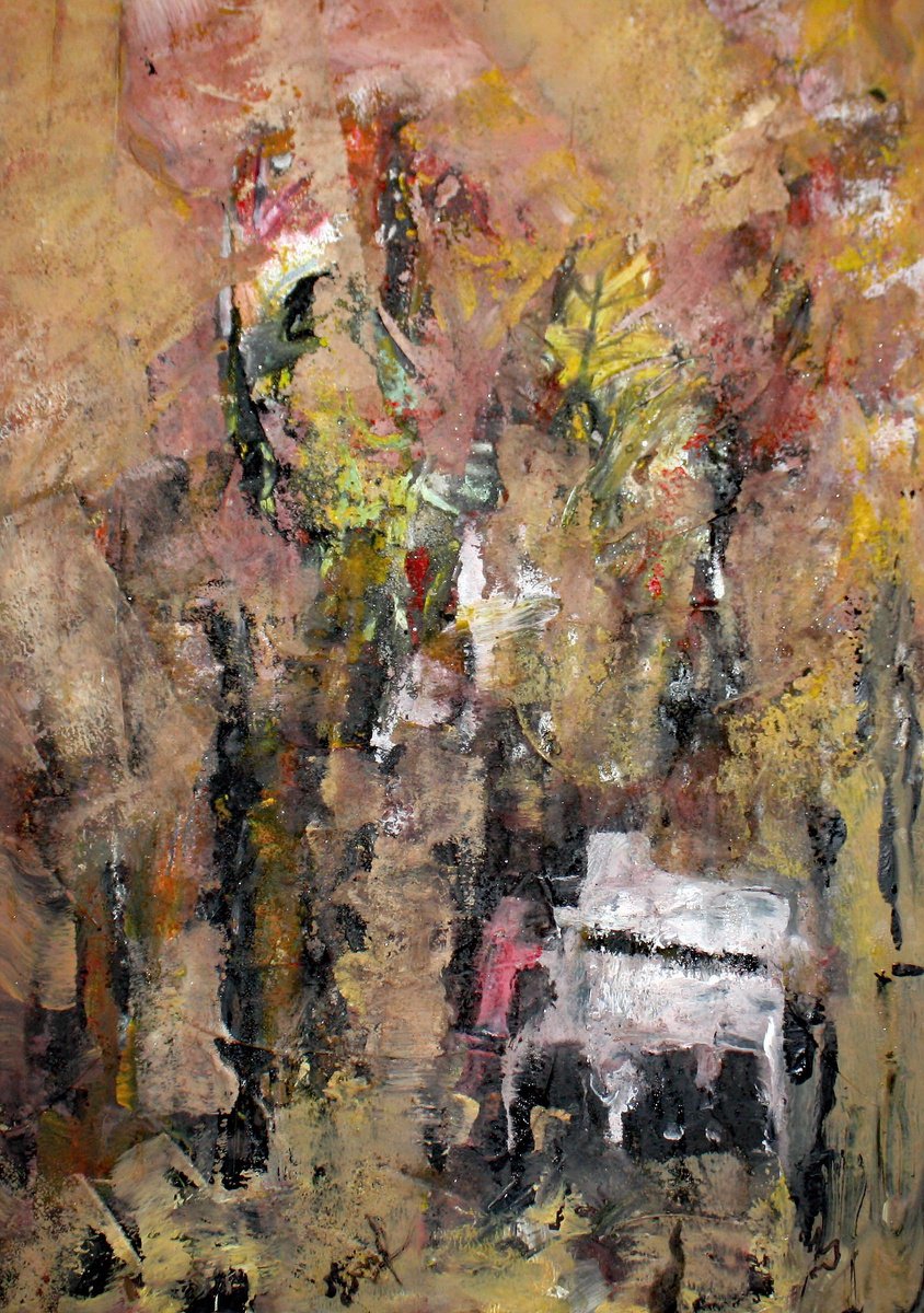 Painting , Le Piano Blanc By Jacques Donneaud, 24 X 35, Artwork For Sale On Artfinder