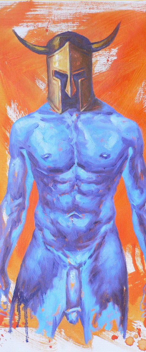 OIL PAINTING MALE NUDE MAN ON  LINEN#16-7-17 by Hongtao Huang