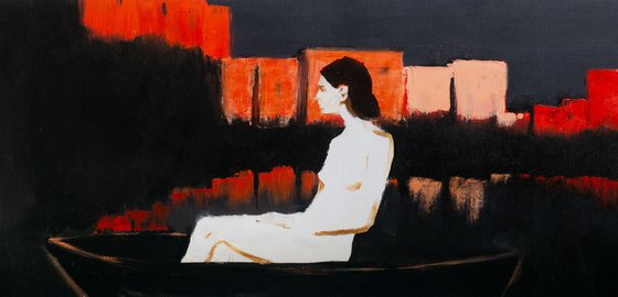 Naked girl on boat