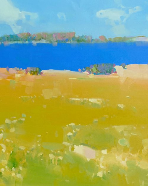 Lake Side, Original oil painting, Handmade artwork, One of a kind by Vahe Yeremyan