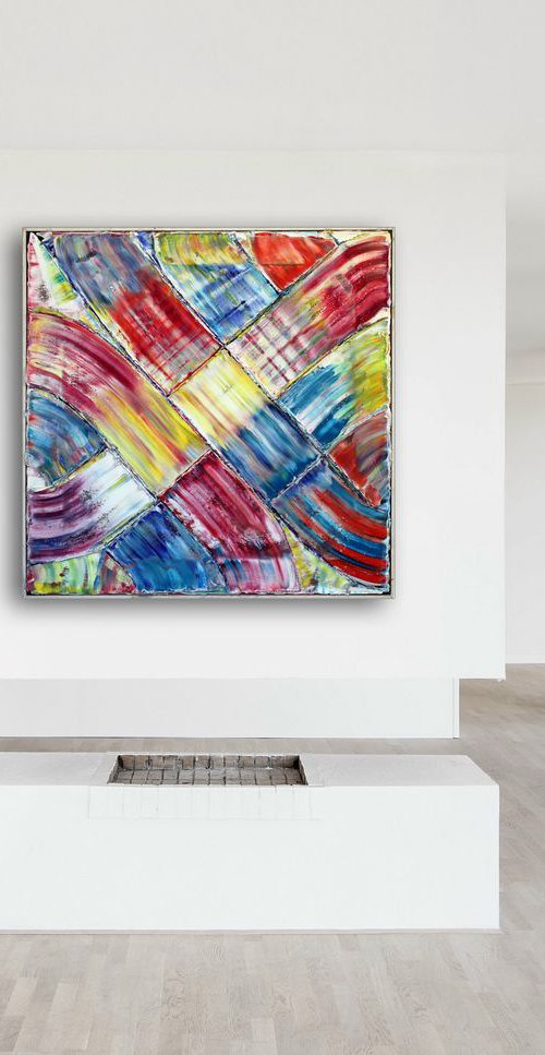 "Color Junction" - Large Abstract PMS Oil Painting, 36 x 36 inches by Preston M. Smith (PMS)