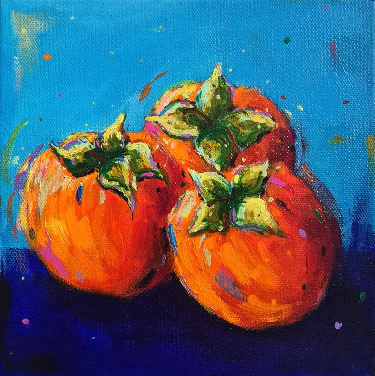  Persimmons By Dawn Underwood, 8 X 8, Artwork For Sale On Artfinder