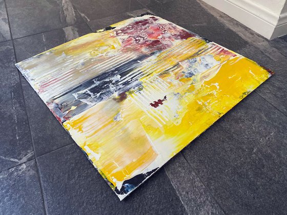 "What Are You, Yellow?" - Save As A Series - Original PMS Abstract Diptych Acrylic Paintings On Reclaimed Wood - 52" x 26"