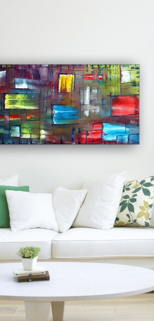 "Passing In The Night" - Original PMS Oil Painting On Canvas - 36" x 18" by Preston M. Smith (PMS)