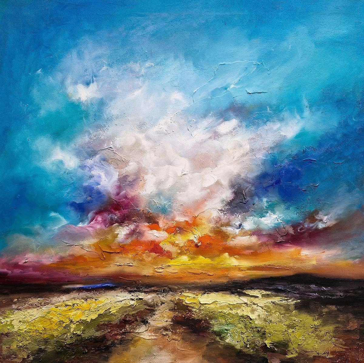 Abstract Botanical Oil Painting By Anna Schofield, 24 X 24, There Is Light In You Ii, Original Artwork