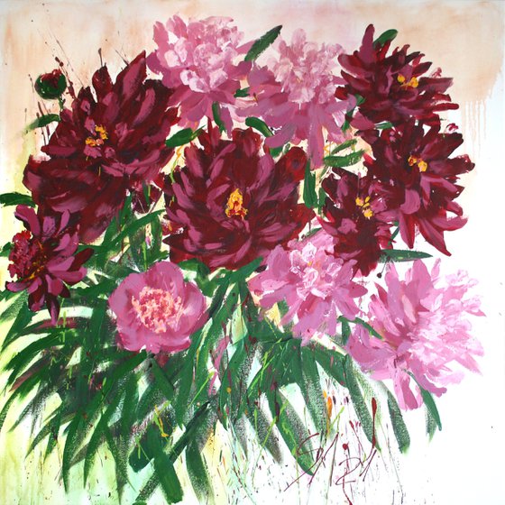 Peonies I /  ORIGINAL ACRYLIC PAINTING