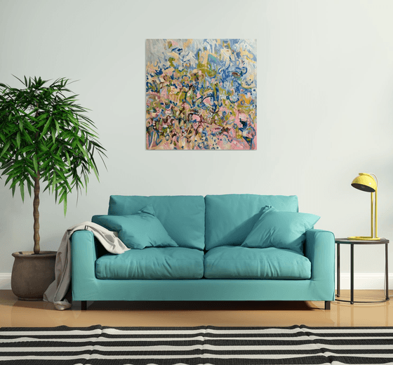 Meeting at your garden. Original abstract painting.